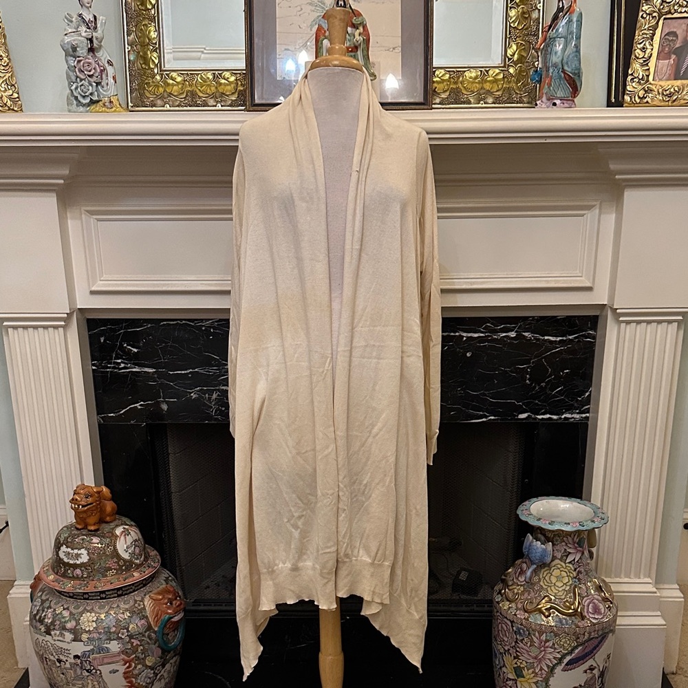 DKNY Cream Women's Open Front Wrap Shawl Sweater